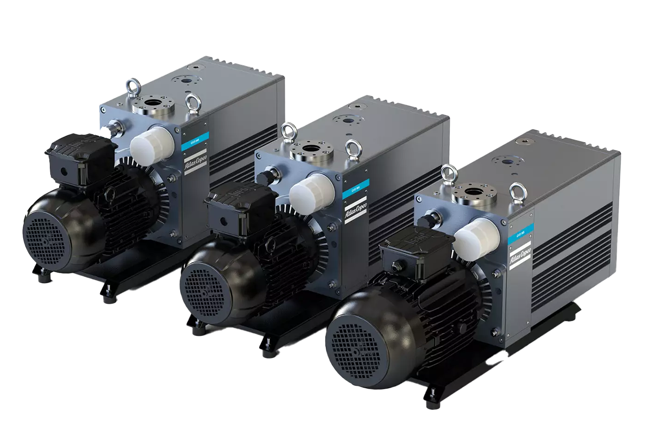 Bombas de vacío de paletas rotativas de dos etapas selladas con aceite GVD 045/065/085 Atlas Copco.