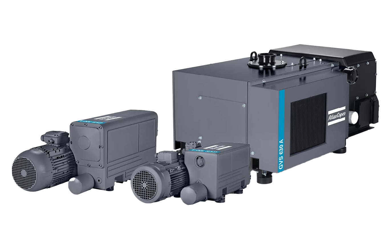 Bombas de vacío de paletas rotativas selladas con aceite Serie GVS 16-630 A Atlas Copco.